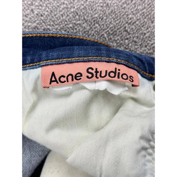 Acne Studios Jeans Mens 31-32 Straight Leg Blue Denim Medium Wash Pink Label - Picture 4 of 7